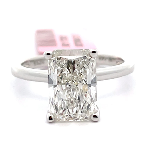 lot 14 image: NEW 3 Carat Diamond Radiant Solitaire Ring in 14k White Gold Retail $4,995 VIDEO
