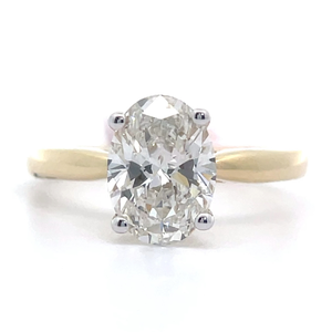 lot 21 image: NEW 2 Carat Diamond Oval Solitaire Ring in 14k Yellow Gold Retail $3,995 VIDEO