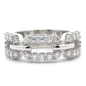 lot 37 image: NEW 1.03 Carat Pav Diamond Chain Link Ring VIDEO