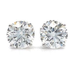 lot 4 image: NEW 4 Carat Diamond Round Solitaire Stud Earrings in 14k White Gold VIDEO