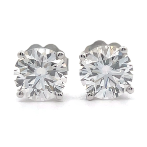 lot 23 image: NEW 2 Carat Diamond Round Solitaire Stud Earrings in 14k White Gold VIDEO