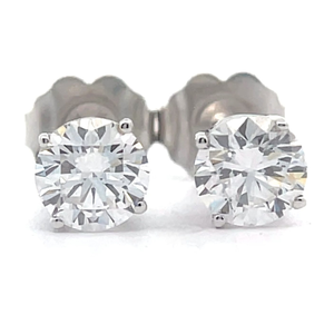 lot 32 image: NEW 1 Carat Diamond Round Solitaire Stud Earrings in 14k White Gold w EGL Card VIDEO