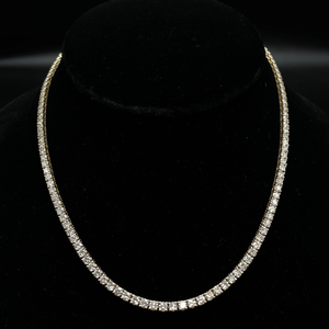 lot 3B image: 13.48 Carat Diamond Tennis Chain Necklace in 14k Yellow Gold VIDEO