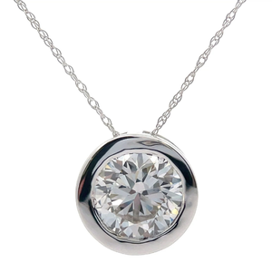 lot 11 image: NEW 3 Carat Diamond Bezel Solitaire Necklace in 14k White Gold Retail $4,495 VIDEO