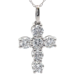 lot 20 image: NEW 1.50 Carat Diamond Cross Pendant Necklace in 14k White Gold Retail $1,995 VIDEO