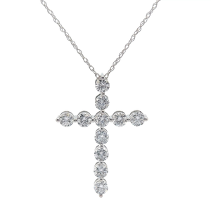 lot 24 image: NEW 1 Carat Diamond Cross Pendant Necklace in 14k White Gold Retail $1,495 VIDEO