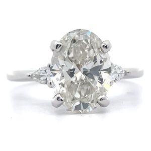 lot 25B image: 3.01 Carat Oval Diamond PavTulip Ring in 14k White Gold w IGI Report VIDEO