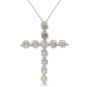 lot 27 image: NEW 2 Carat Diamond Cross Pendant Necklace in 14k Yellow Gold Retail $2,495 VIDEO