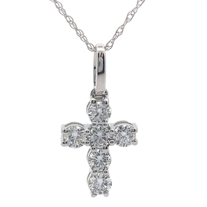 lot 33 image: NEW 0.50 Carat Diamond Cross Pendant Necklace in 14k White Gold VIDEO