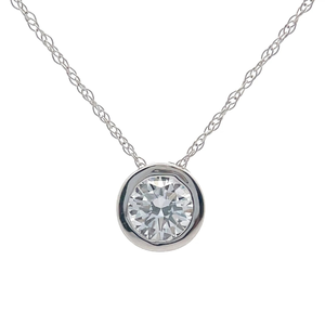 lot 34 image: NEW 0.60 Carat Diamond Bezel Solitaire Pendant Necklace in 14k White Gold VIDEO