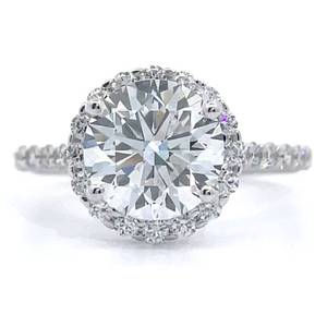 lot 12 image: 2.40 Carat Round Diamond Pav Halo Ring in 14k White Gold w IGI Report $4,999 Retail VIDEO
