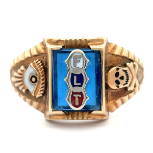 lot 55 image: Masonic FLT Evil Eye & Skull & Crossbones Estate Ring in Yellow Gold VIDEO