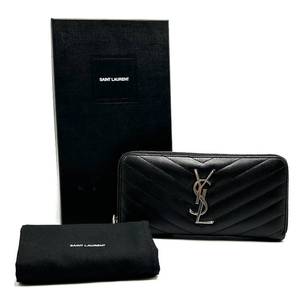 lot 47D image: Saint Laurent Black Matelass Leather Monogram Zip Wallet - Set Pre-Owned Retail $1,050