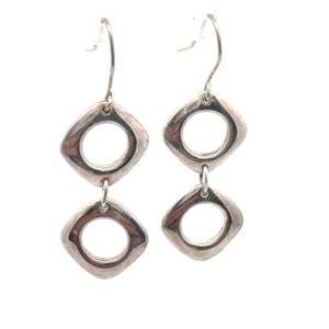 lot 19C image: Cindy Cash Owned  Tiffany & Co. Elsa Peretti Square Cushion Sterling Silver Earrings