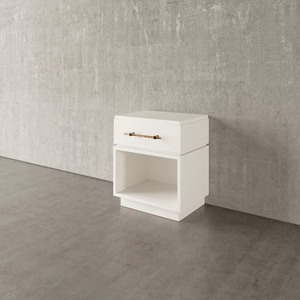 lot 4 image: NEW - Casa Ispirata Mattone Nightstand Lino Blanco (White Paint)