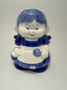 Vintage Delft Blue Hand Painted Holland Dutch Girl Cookie Jar