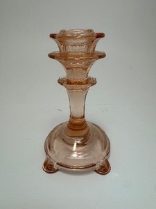 lot 19 image: Pink Depression Glass Candle Holder