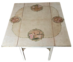 Vintage Hand Painted Low-Profile Drop Leaf Table