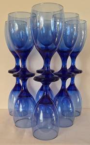 lot 36 image: Sparkling Blue Glass Stemware