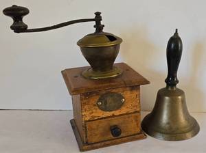 lot 71 image: Vintage Coffee Grinder  Brass Bell