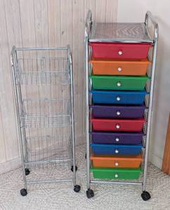 lot 100 image: Pair of Rolling Storage Shelves