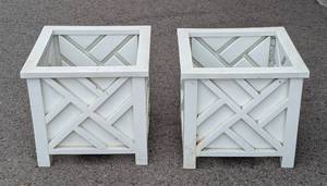 lot 123 image: Pair of White Resin Planter Boxes