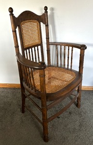 lot 176 image: Vintage Caned Wooden Arm Chair