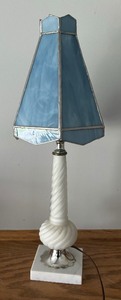 lot 59A image: Vintage Lamp with Stained Glass Shade
