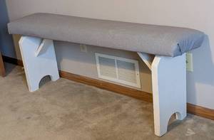 lot 79 image: Vinyl Upholstered Wood Bench
