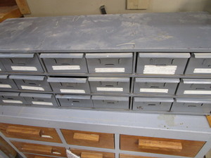 lot 61 image: Hardware cabinet & contents, Metal ...
