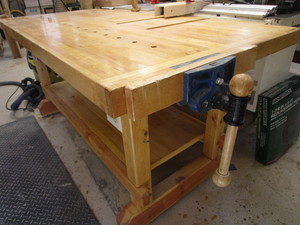 Custom built work table with vise, ...