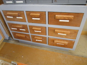 lot 151 image: Custom built wooden parts cabinet, ...