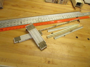 lot 197 image: Folding rulers, industrial arts tri...