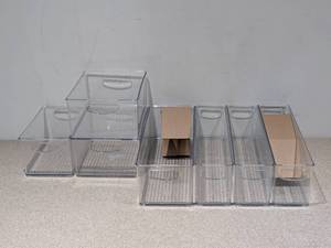 lot 43 image: NEW IDESIGN 7 PIECE CLEAR PLASTIC STORAGE CONTAINERS