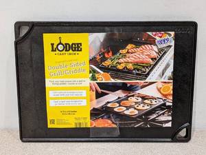 lot 48 image: LODGE CAST IRON DOUBLE SIDED GRILLGRIDDLE