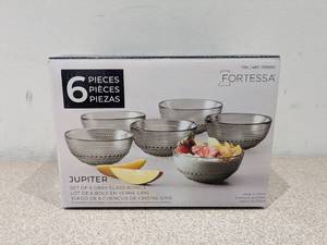 lot 50 image: NEW 6PC. FORTESSA JUPITER GRAY GLASS BOWLS