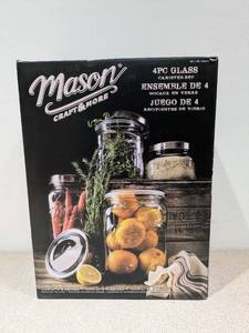 lot 53 image: MASON CRAFT & MORE 4PC. GLASS CANISTER SET