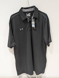 lot 64 image: NEW UNDER ARMOUR EXTRA LARGE MENS GOLF POLO (BLACK)