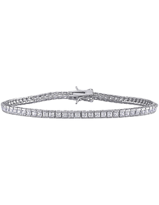 lot 94 image: Sofia B. Sterling Silver 2mm Princess-Cut CZ Tennis Bracelet