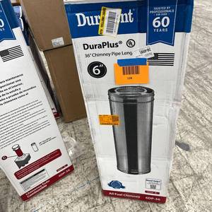 lot 128 image: DuraVent DuraPlus All-Fuel Chimney 6in. X 36in. Diameter Chimney Pipe  Home Depot SKU 746717