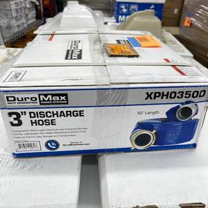lot 173 image: Hose 3 in. Dia x 105 ft. PVC Fabric Lay Flat Hose with Clamps Heavy-Duty Burst-Proof