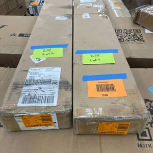 lot 234 image: Set of 2- 2 Cordless Faux Wood Cordless Blinds White 28 12W x 54L