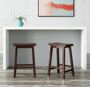 lot 119 image: StyleWell Walnut Brown Finish Backless Saddle Counter Stools (Set of 2)