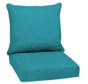 lot 130 image: 24 in. x 24 in. 2-Piece Deep Seating Outdoor Lounge Chair Cushion in Lake Blue Leala