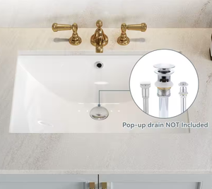 lot 141 image: 23-58 in. Rectangular Glazed Ceramic Undermount Bathroom Vanity Sink White with Overflow Drain