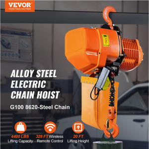 lot 177 image: VEVOR 2 Ton Wireless Electric Chain Hoist, 4400 LBS Capacity with 20 FT Lifting Height, IP54 Protection, Three Phase Overhead Crane with G100 Chain