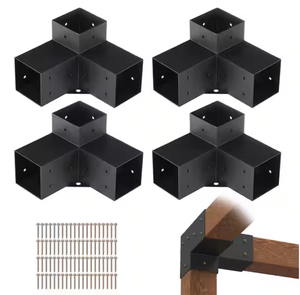 lot 204 image: Pergola Bracket Kit 4 in. x 4 in. 4-Piece 3-Way Heavy-Duty Corner Brackets
