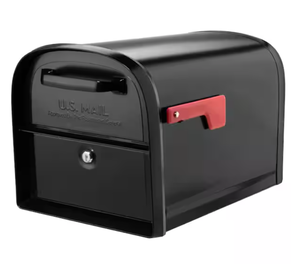 lot 212 image: Oasis 360 Black Large Steel Locking Parcel Mailbox with 2-Access Doors (No Key)