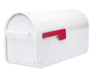 lot 214 image: White Mailbox Large Steel Heavy Duty Post Mount