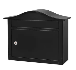 lot 215 image: Black Wall Mount Mailbox Medium Steel Locking